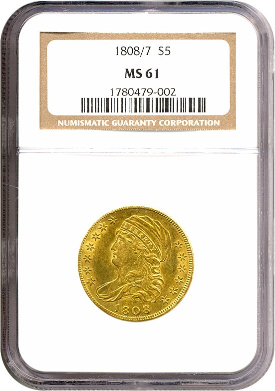 image for: 1808/7 $5  NGC MS61  Bass-Dannreuther 2-1807E.
