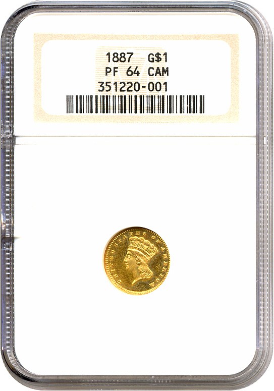 image for: 1887 G$1  NGC Proof 64 Cameo