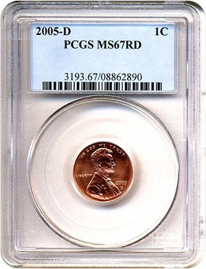 image for: 2005-D 1c PCGS MS67 RD