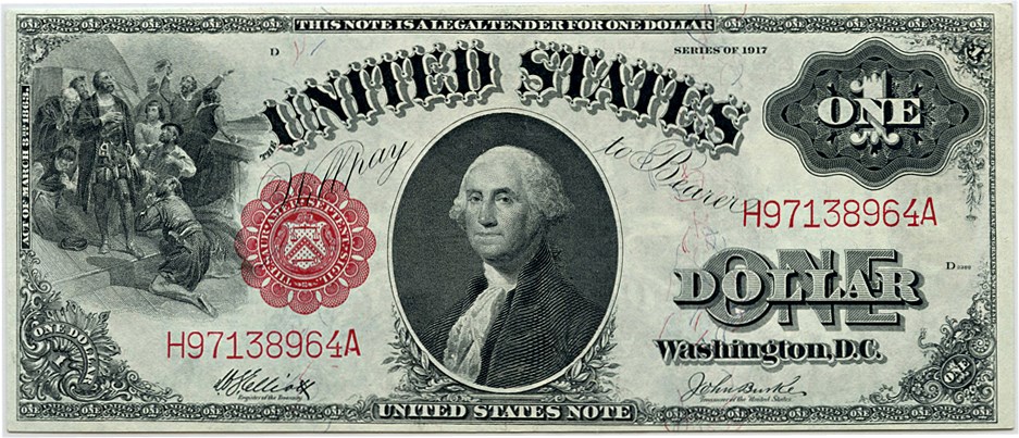 image for: FR. 37 1917 $1 Legal Tender PMG Choice Unc 64 EPQ