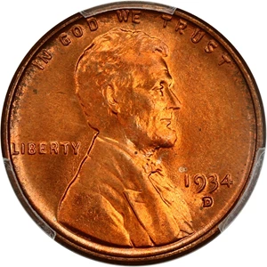 image for: 1934-D 1c PCGS MS67 RD