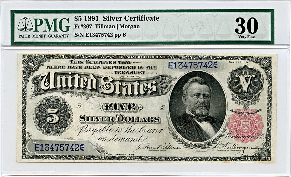 image for: FR. 267 1891 $5 Silver Certificate PMG Very Fine 30