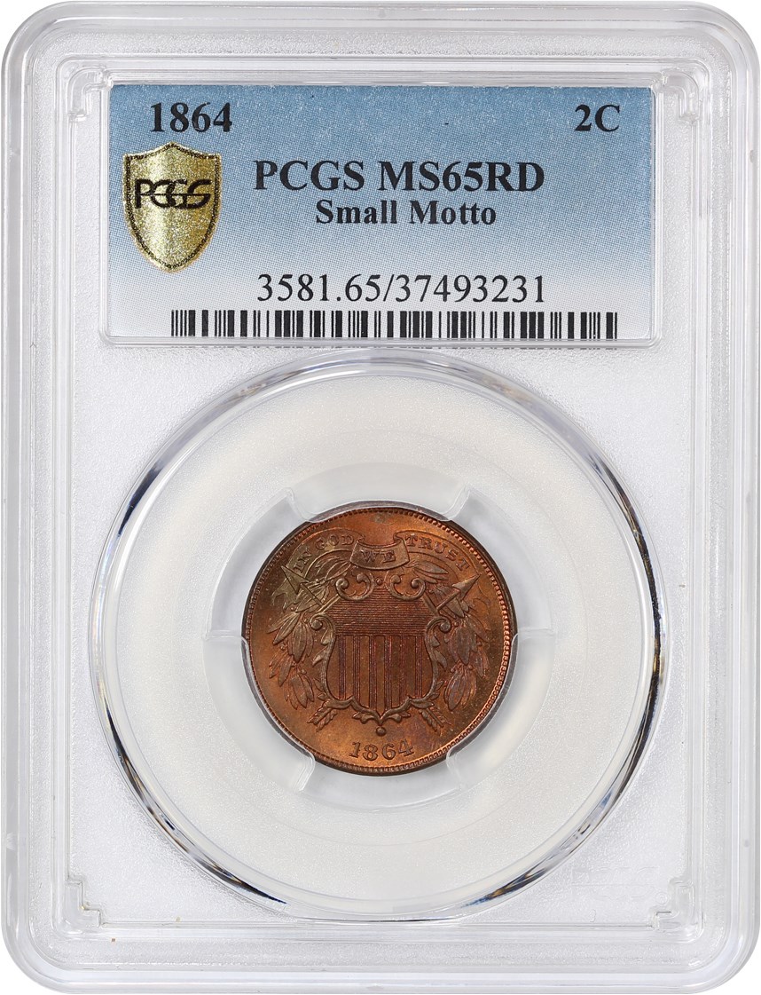 image for: 1864 2c PCGS MS65 RD (Small Motto)