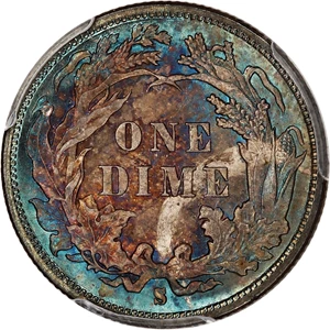image for: 1888-S 10c PCGS/CAC MS66