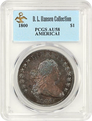 image for: 1800 $1 PCGS AU58 (AMERICAI) ex: D.L. Hansen