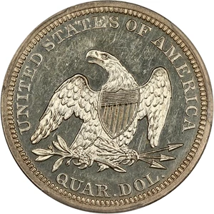image for: 1845 25c PCGS Proof 63 ex: D.L. Hansen