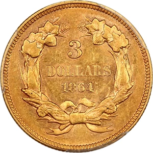 image for: 1864 $3 PCGS AU53
