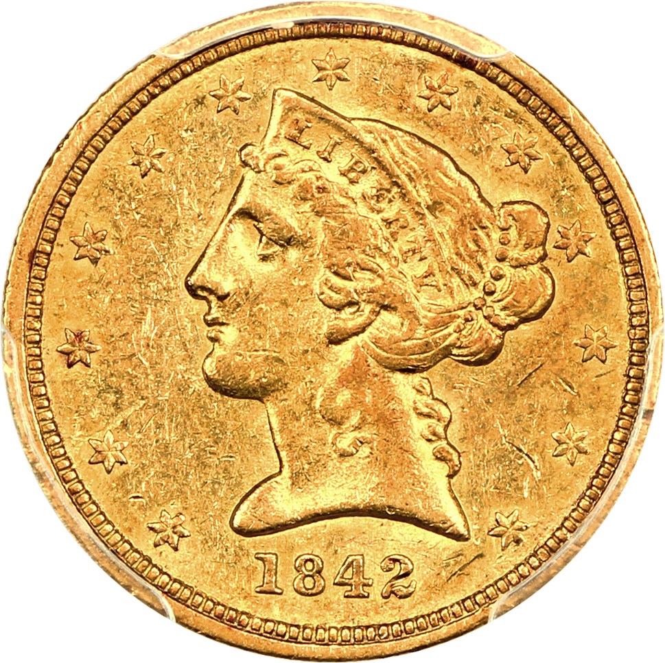 image for: 1842-O $5 PCGS/CAC AU55