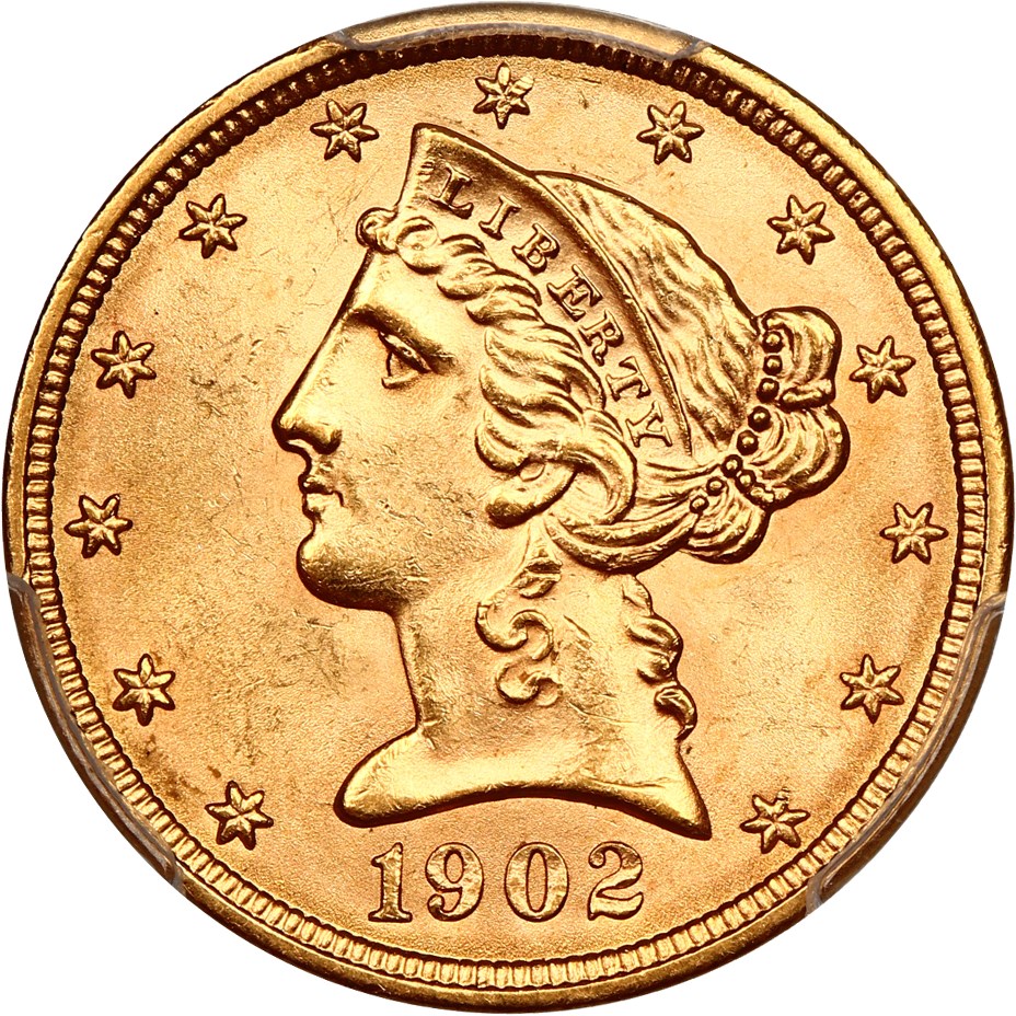 image for: 1902 $5 PCGS MS65 ex: D.L. Hansen