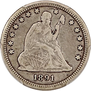 image for: 1891-O 25c PCGS/CAC VF20 ex: D.L. Hansen