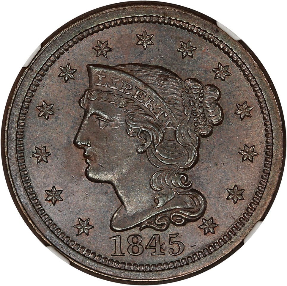 1845 Braided Hair Large Penny Values Prices The Greysheet