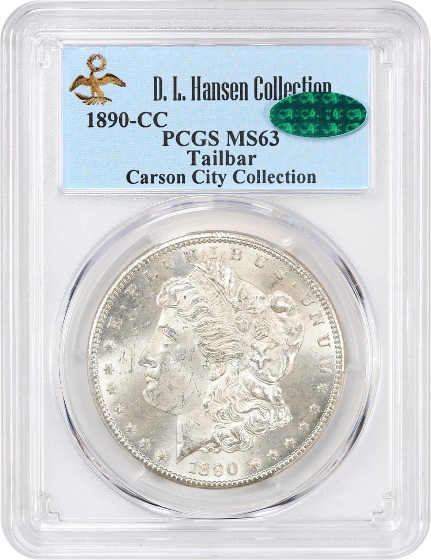 image for: 1890-CC $1 PCGS/CAC MS63 (Tailbar, VAM-4) ex: Carson City Collection/D.L. Hansen
