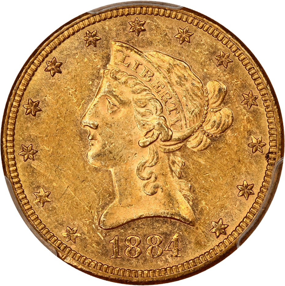 image for: 1884 $10 PCGS AU58