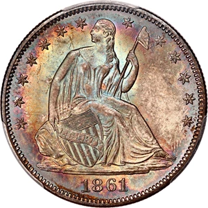 image for: 1861 50c PCGS/CAC MS66+ ex: D.L. Hansen Collection