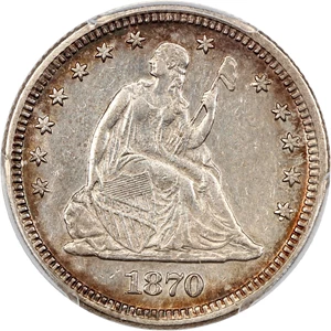 image for: 1870 25c PCGS XF45 ex: D.L. Hansen