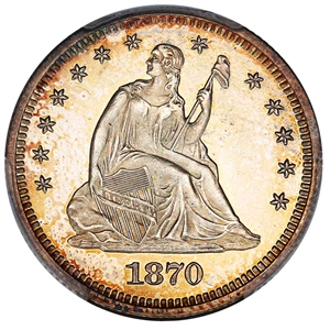 image for: 1870 25c PCGS Proof 63 CAM ex: D.L. Hansen