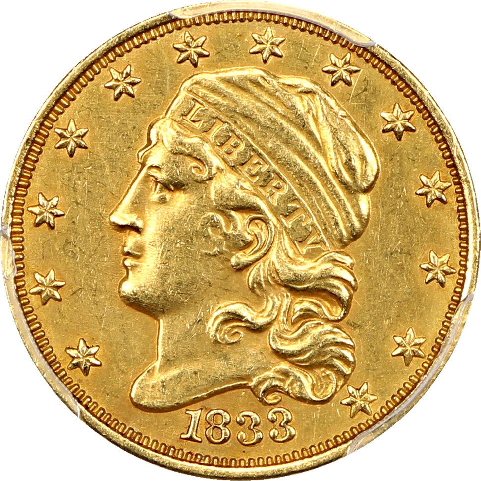 image for: 1833 $2.5 PCGS AU Details (Repaired) ex: D.L. Hansen