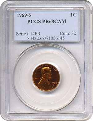 image for: 1969-S 1c PCGS Proof 68 RD Cameo
