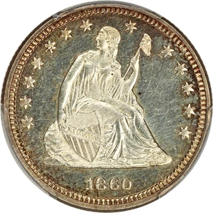 image for: 1860 25c PCGS Proof 62 ex: D.L. Hansen
