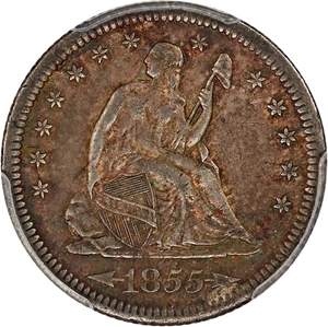 image for: 1855-S 25c PCGS AU50 (Arrows)