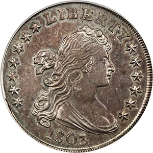 image for: 1803 $1 PCGS AU55 (Large 3) ex: D.L. Hansen