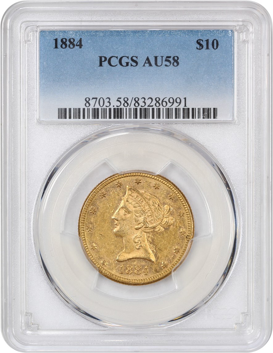 image for: 1884 $10 PCGS AU58