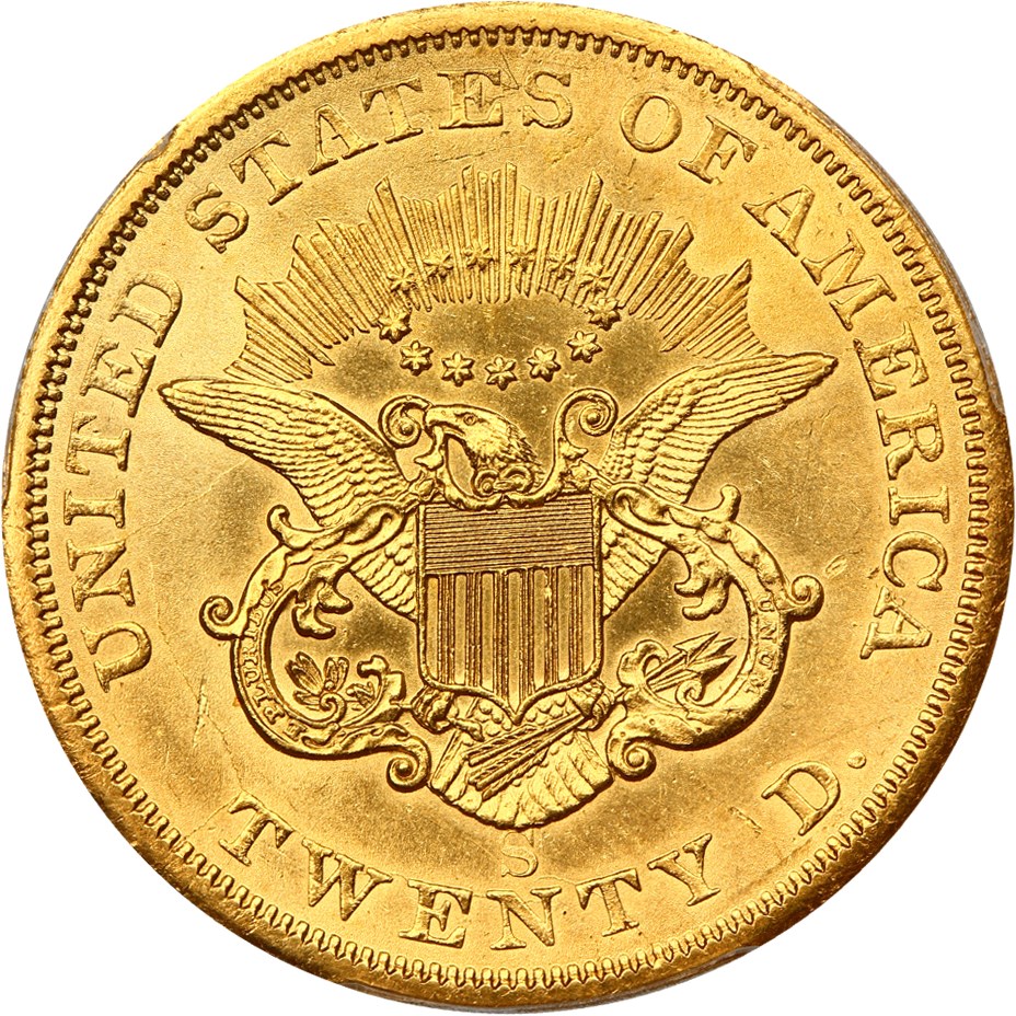 image for: 1854-S $20 PCGS MS63 ex: D.L. Hansen