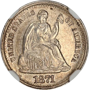 image for: 1871-S H10c NGC AU58