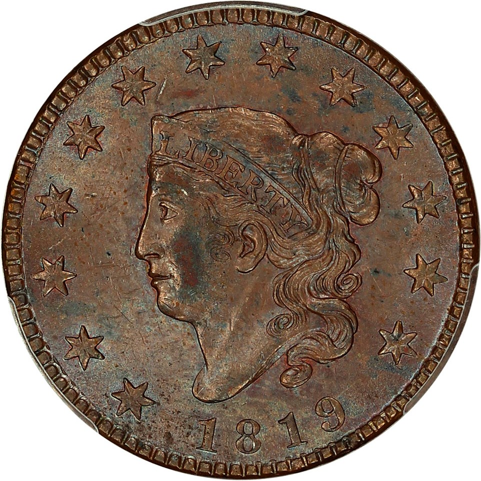 image for: 1819 1c PCGS/CAC MS62 BN (Small Date)