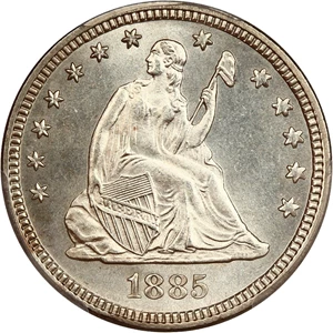 image for: 1885 25c PCGS MS66 ex: D.L. Hansen
