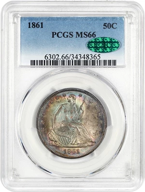 image for: 1861 50c PCGS/CAC MS66