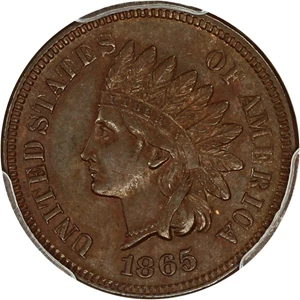 image for: 1865 1c PCGS AU58 BN (Plain 5)
