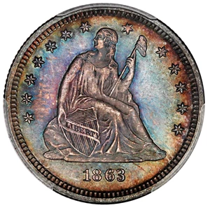image for: 1863 25c PCGS MS65