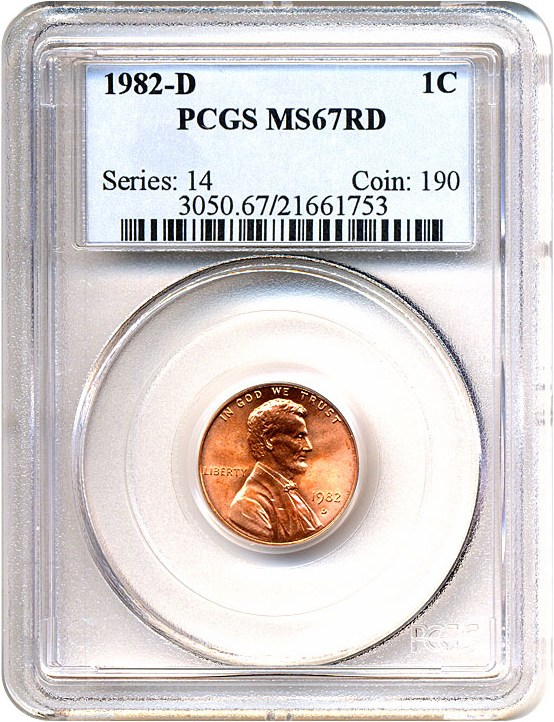 image for: 1982-D 1c  PCGS MS67 RD