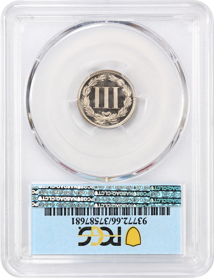 image for: 1876 3cN PCGS/CAC Proof 66 DCAM ex: D.L. Hansen