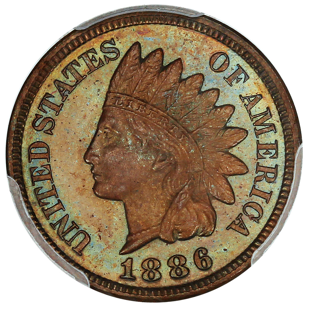 image for: 1886 1c PCGS/CAC Proof 64 BN (Type 2, Eagle Eye Photo Seal)