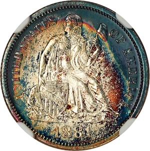 image for: 1881 10c NGC/CAC MS63