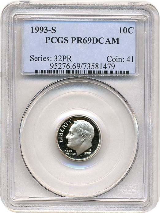 image for: 1993-S 10c  PCGS Proof 69 DCameo