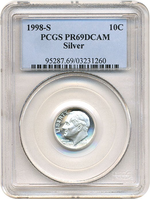 image for: 1998-S 10c Silver PCGS Proof 69 DCameo