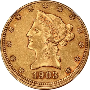 image for: Mint Error: 1903 $10 NGC AU50 (Obverse Misaligned Die)