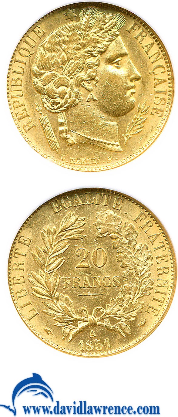 image for: France: 1851-A 20 Fr  NGC MS60