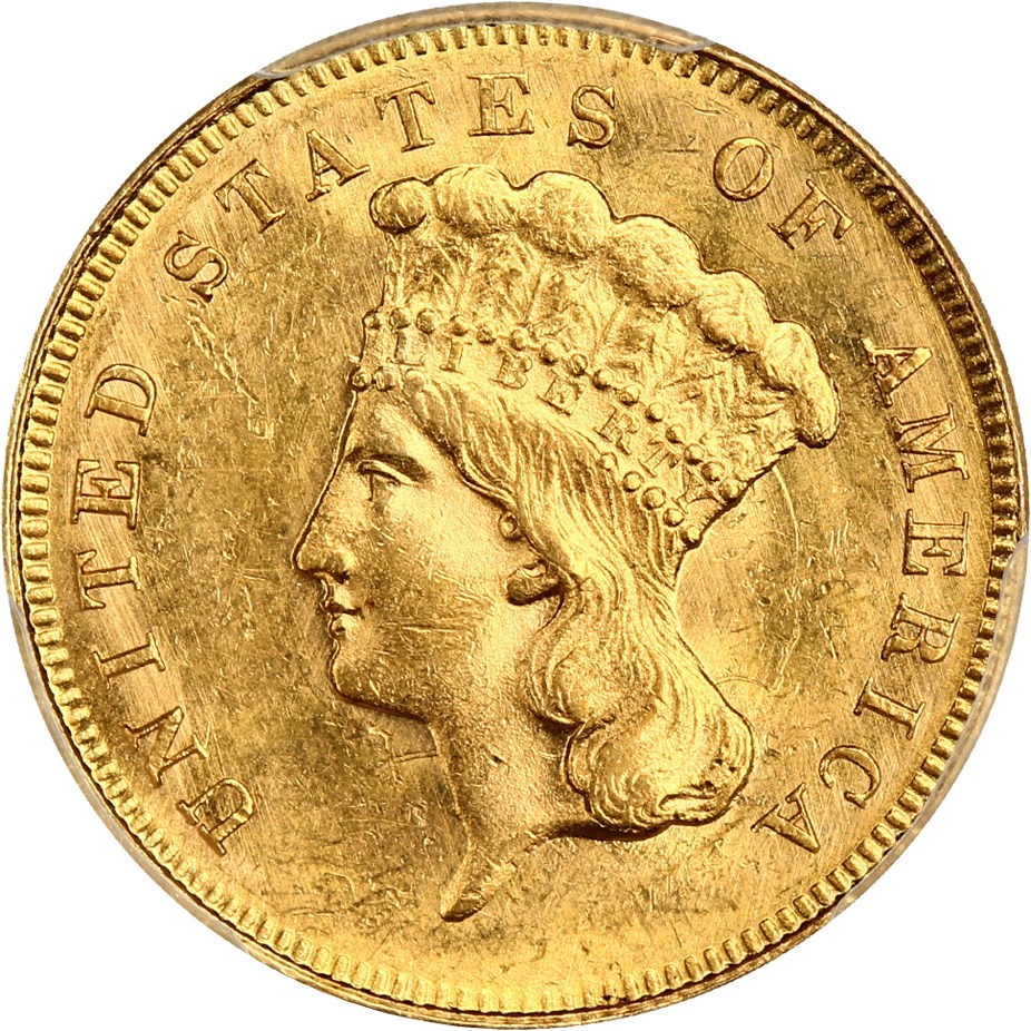 image for: 1863 $3 PCGS MS62 ex: D.L. Hansen