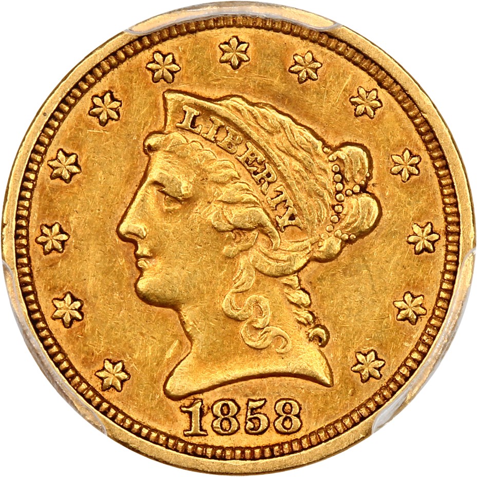 image for: 1858-C $2 1/2 PCGS/CAC XF45+