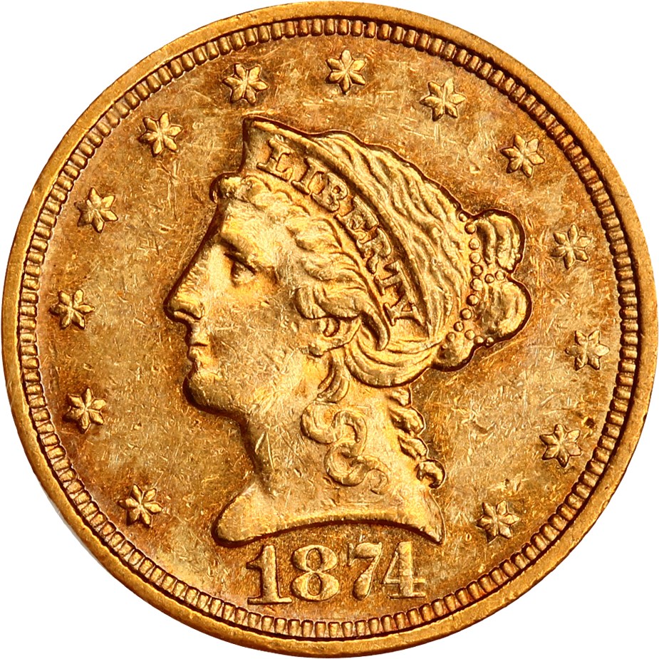 image for: 1874 $2.5 NGC AU58