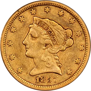 image for: 1857-O $2 1/2 PCGS/CAC VF35
