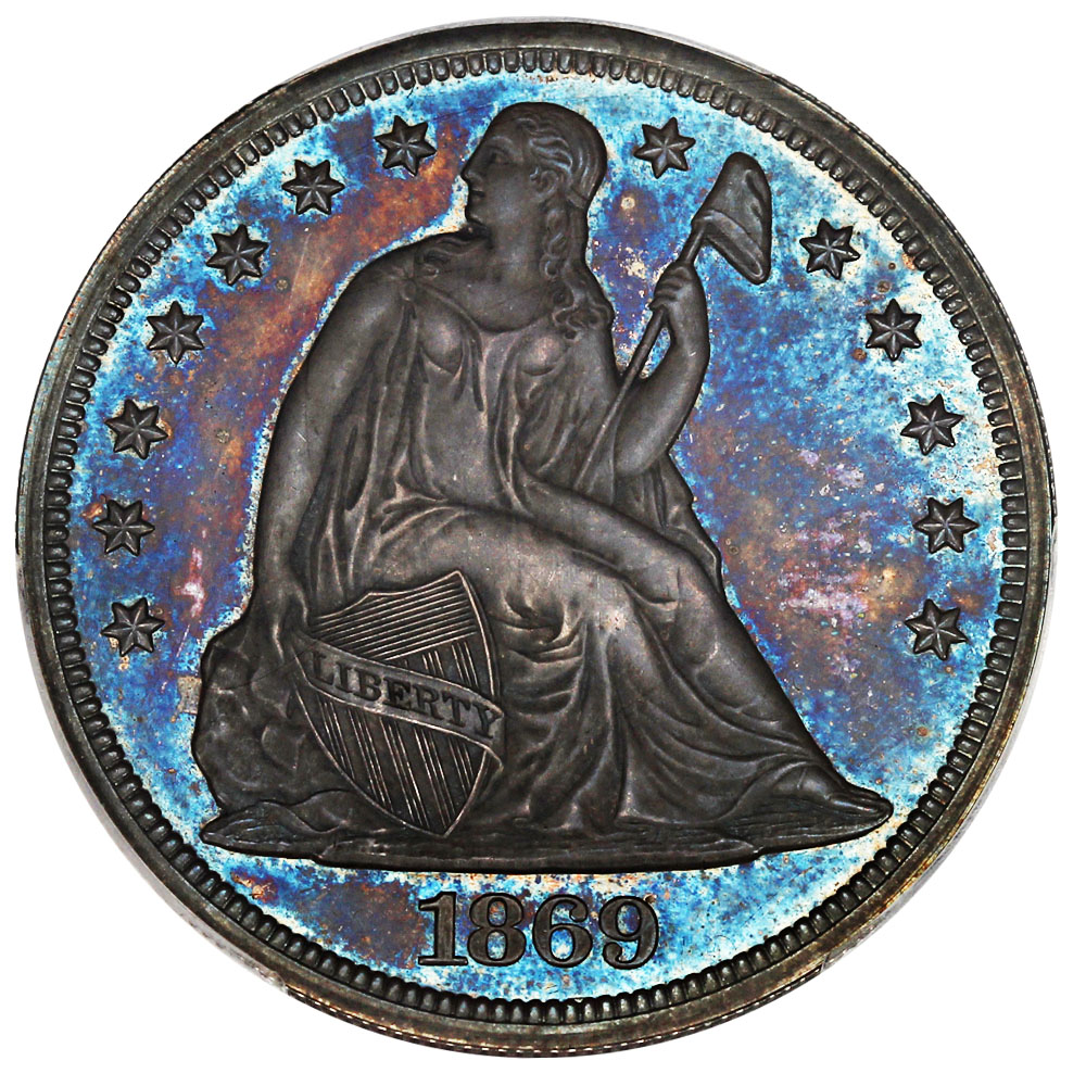 image for: 1869 $1 PCGS/CAC Proof 64 ex: D.L. Hansen