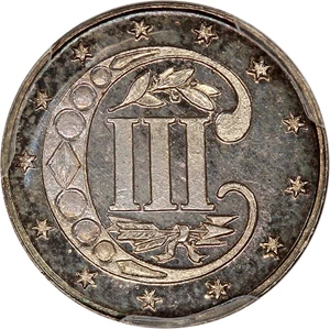 image for: 1870 3cS PCGS/CAC Proof 64 CAM