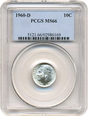 image for: 1960-D 10c PCGS MS66