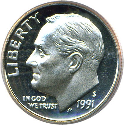 image for: 1991-S 10c  PCGS Proof 69 DCameo