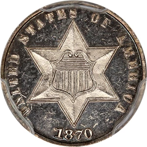 image for: 1870 3cS PCGS/CAC Proof 64 CAM
